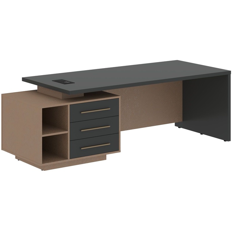 Изображение товара Стол руководителя левый (яшма чёрный/кобра, 1200х750х1200 мм)