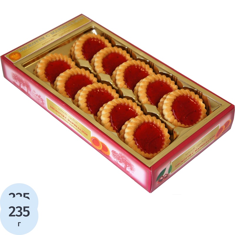 Изображение товара Печенье сдобное Бискотти с вишневым мармеладом 235 г Россия