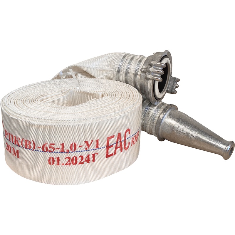 Изображение товара Пожарный напорный рукав РПК В с ГР-65 А/П и РС-70.01А 20 метров белый