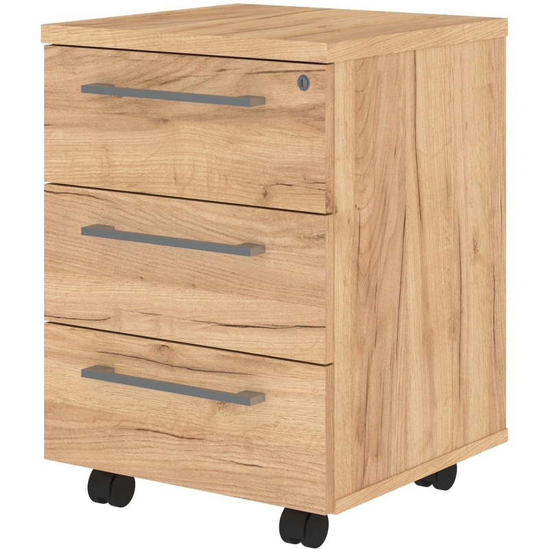 Изображение товара Тумба подкатная Alto AMC-3D.A с 3 ящиками центральным замком дуб бофорд