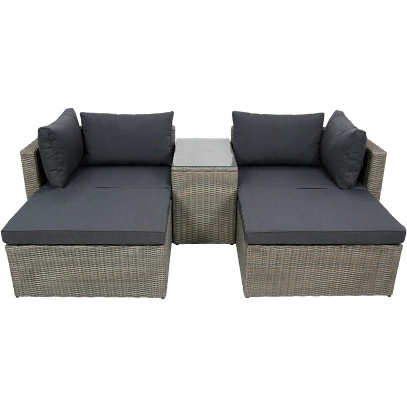 Изображение товара Набор мебели для улицы Драмен серо-коричневый стекло ротанг сталь 7 элементов