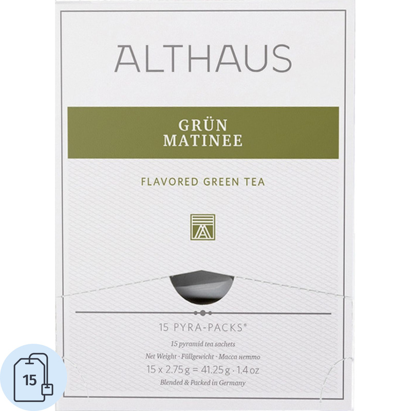 Изображение товара Чай зеленый Althaus Grun Matinee 15 пакетиков высокое качество Германия