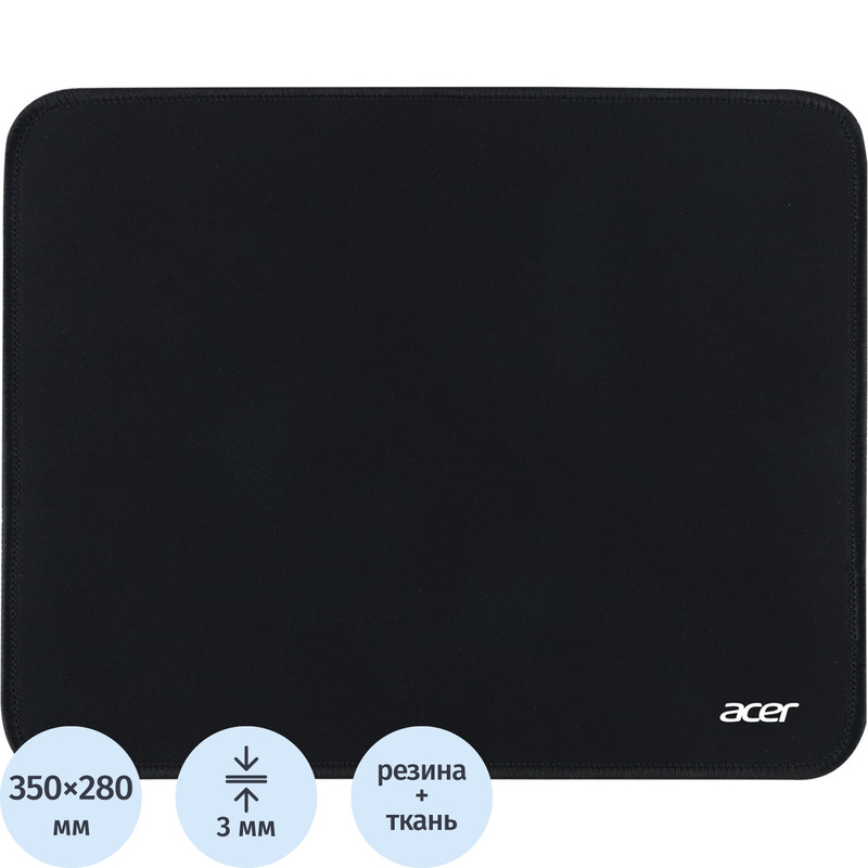 Изображение товара Коврик для мыши Acer OMP211 ZL.MSPEE.002 ткань резина черный 350x280x3 мм
