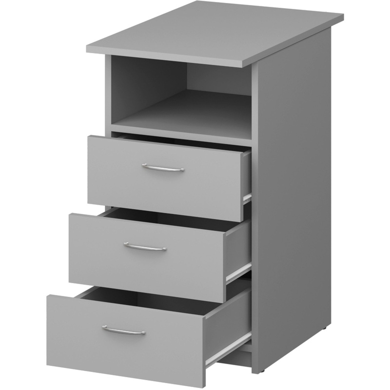 Изображение товара Тумба приставная Бюджет 2557 (серый, 400х600х740 мм, 3 ящика)