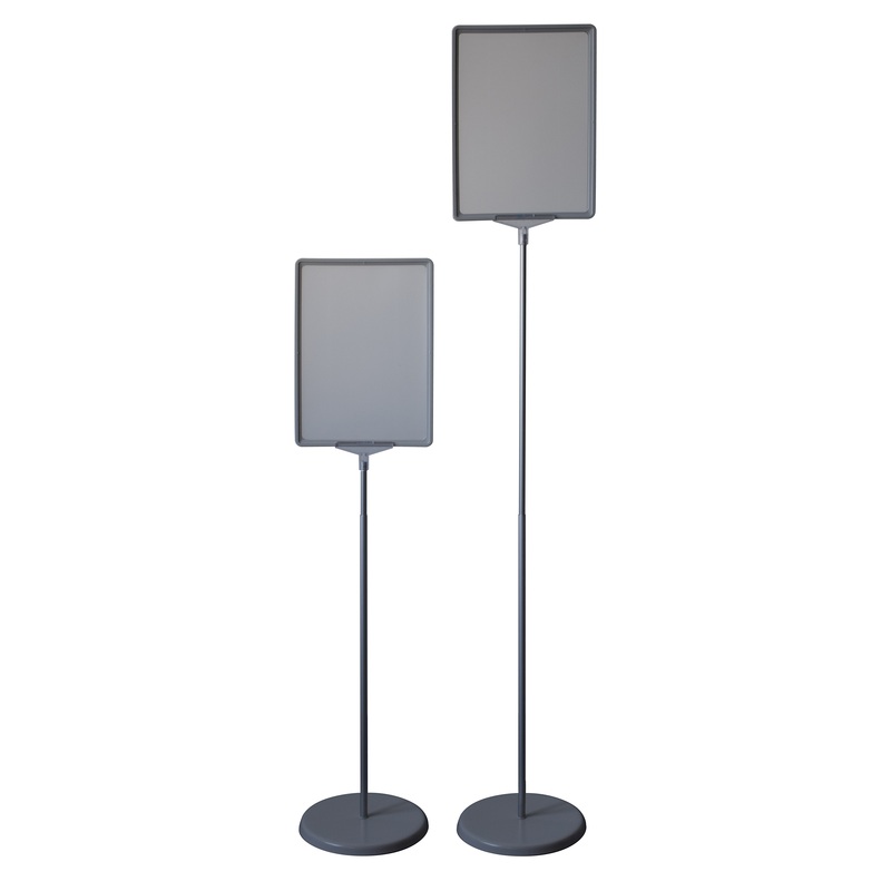 Изображение товара Напольная раздвижная двусторонняя информационная стойка А4 серого цвета 130 см
