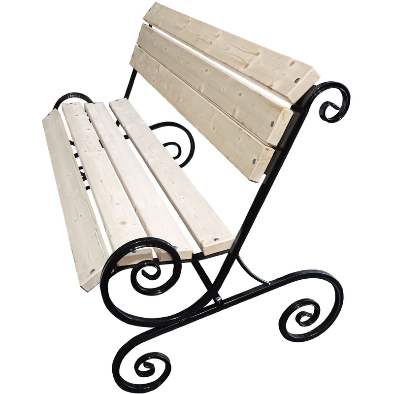 Изображение товара Садовая скамья Завиток Натуральное дерево с черным каркасом Изображение товара Садовая скамья Завиток Натуральное дерево с черным каркасом