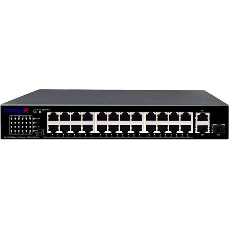 Изображение товара Коммутатор TRASSIR TR-NS1126-225-24PoE для видеонаблюдения и корпоративных сетей