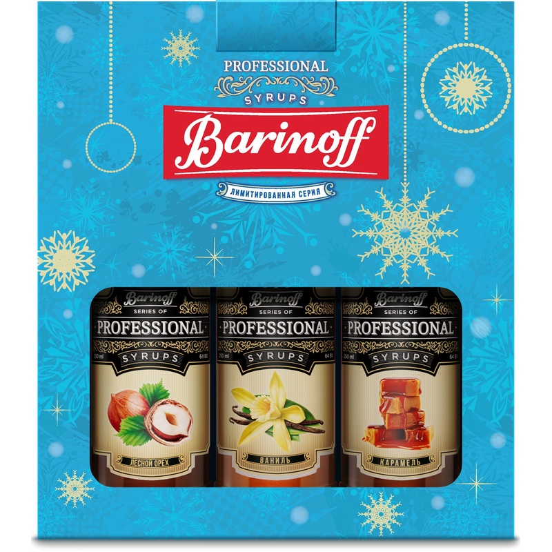 Изображение товара Набор сиропов Barinoff Лесной орех, Ваниль, Карамель 750 мл