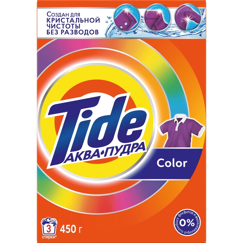 Изображение товара Порошок стиральный автомат Tide Color Аква Пудра 0.45 кг для цветного белья