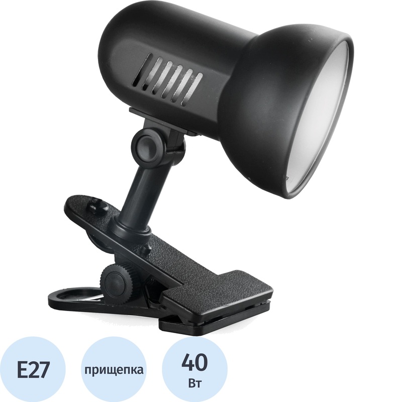 Изображение товара Настольный светильник Camelion H-035 черный с прищепкой классический дизайн
