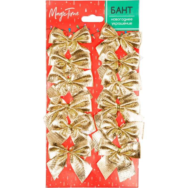 Изображение товара Бант текстильный новогодний Magic Time 5х5 см золотистый (12 штук в упаковке)