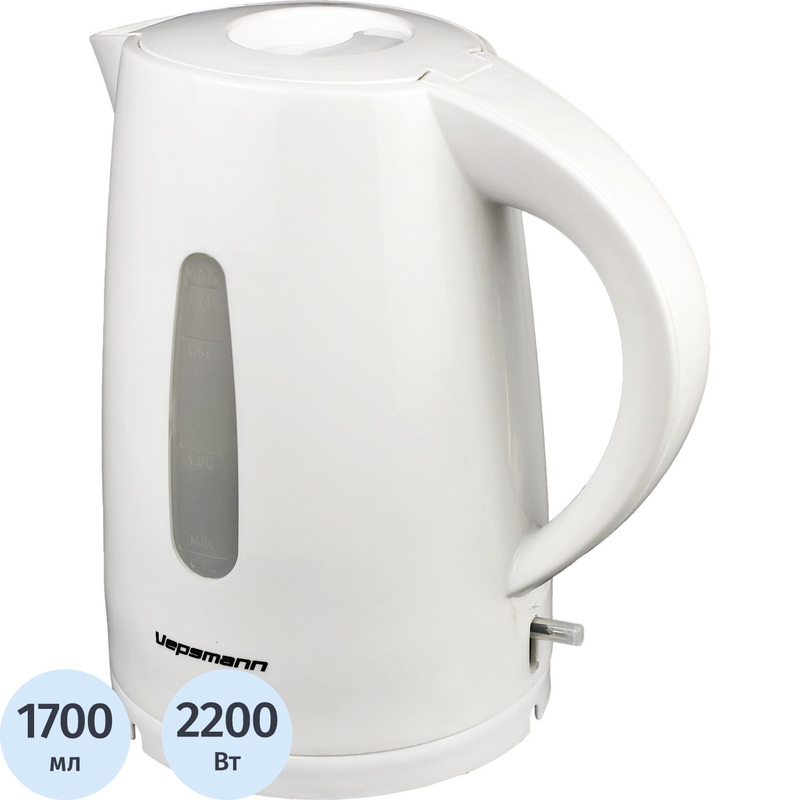 Изображение товара Электрический чайник Vepsmann VN-170 1700 мл белый с скрытым ТЭН