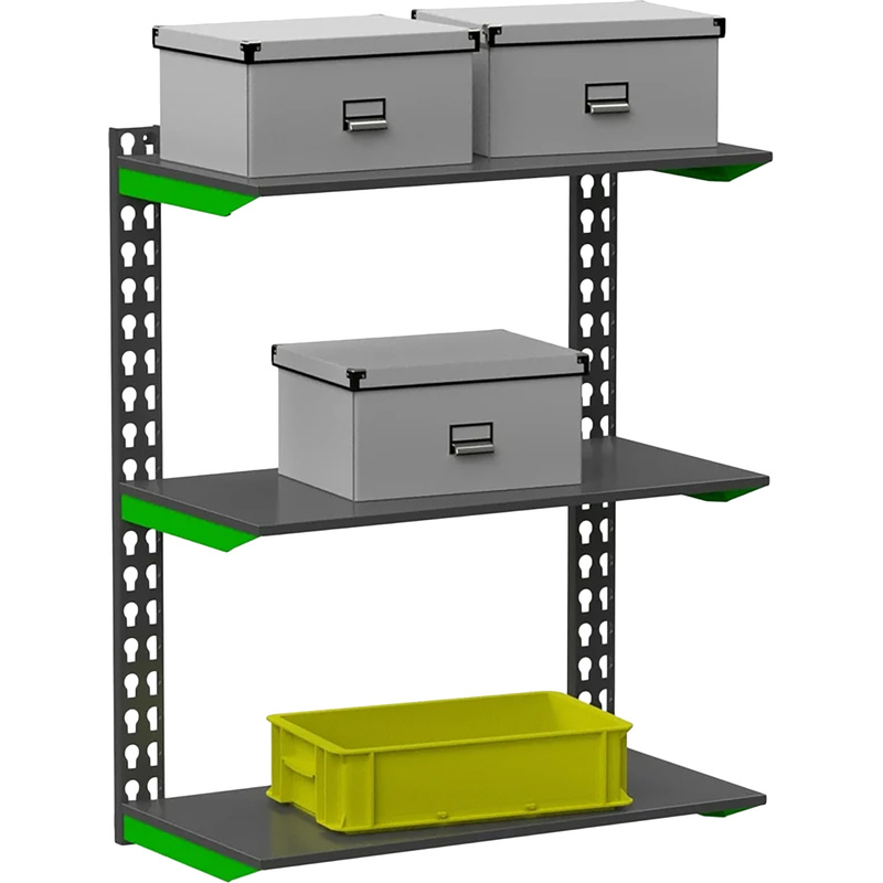 Изображение товара Стеллаж для хранения Fly 3 полки 1000х400х800 мм зелёный/серый