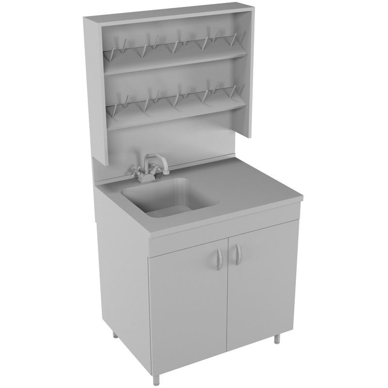 Изображение товара Стол-мойка НВ-800 МО с сушилкой серый 800х600х1650 мм