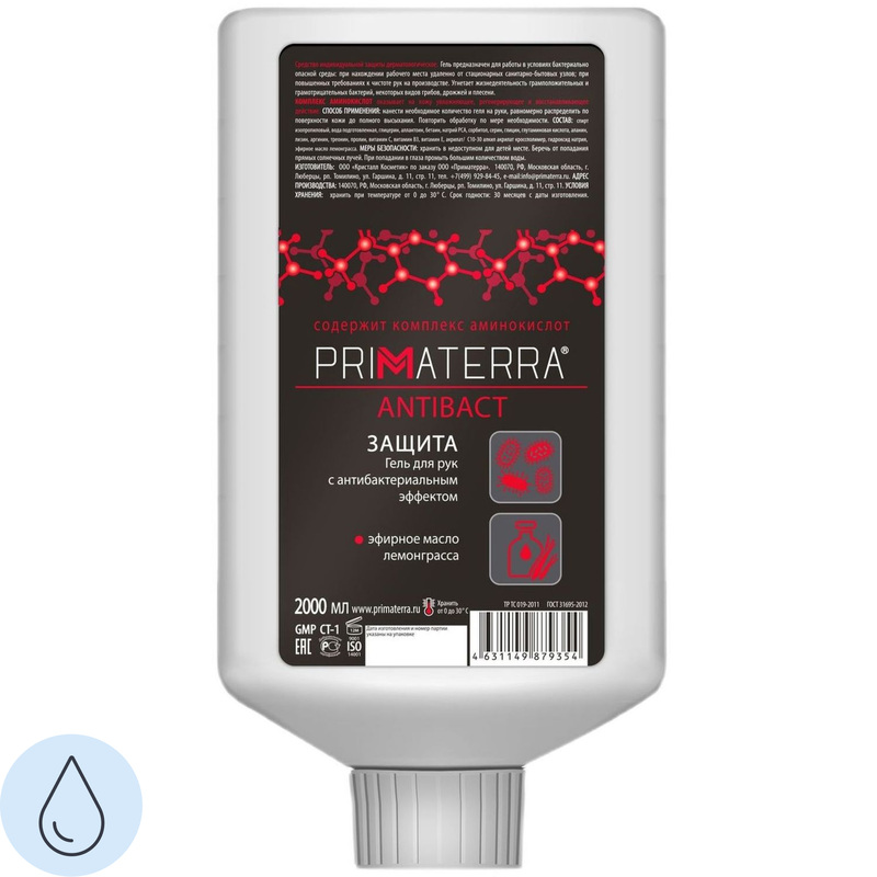 Изображение товара Гель для рук Primaterra Antibact 2000 мл дезинфекция антисептик