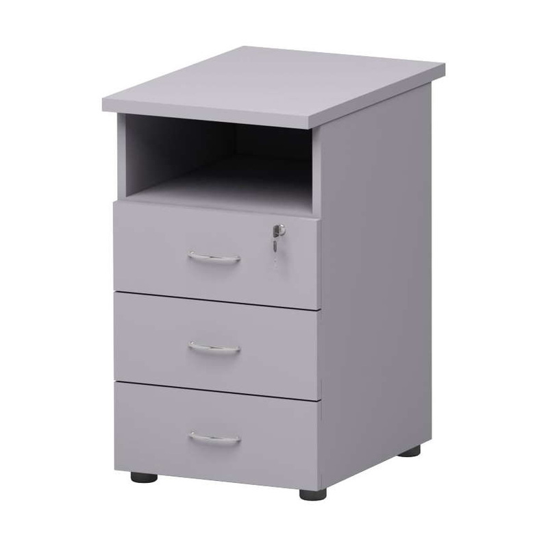Изображение товара Тумба приставная Этюд с замком 3 ящика серый 754х432х600 мм офисная мебель