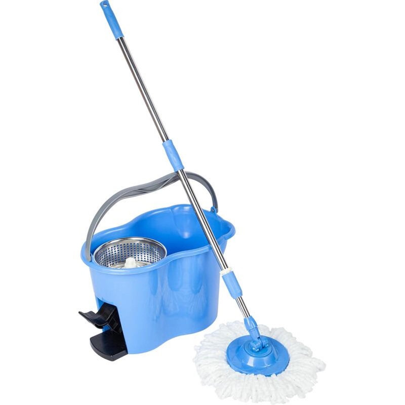 Изображение товара Комплект для уборки швабра ведро 10л с микрофиброй и отжимом синий