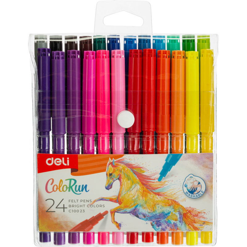 Изображение товара Фломастеры Deli ColoRun 24 цвета с вентилируемыми колпачками смываемые (EC10023)