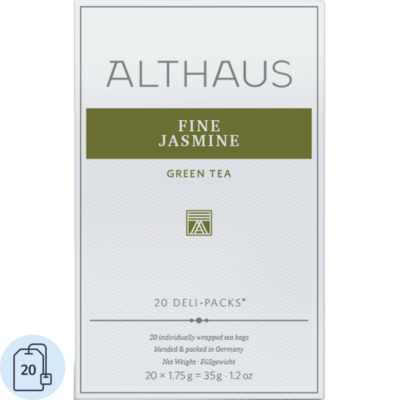 Изображение товара Зеленый чай с жасмином Althaus Fine Jasmine 20 пакетиков Ideal для утонченного чаепития