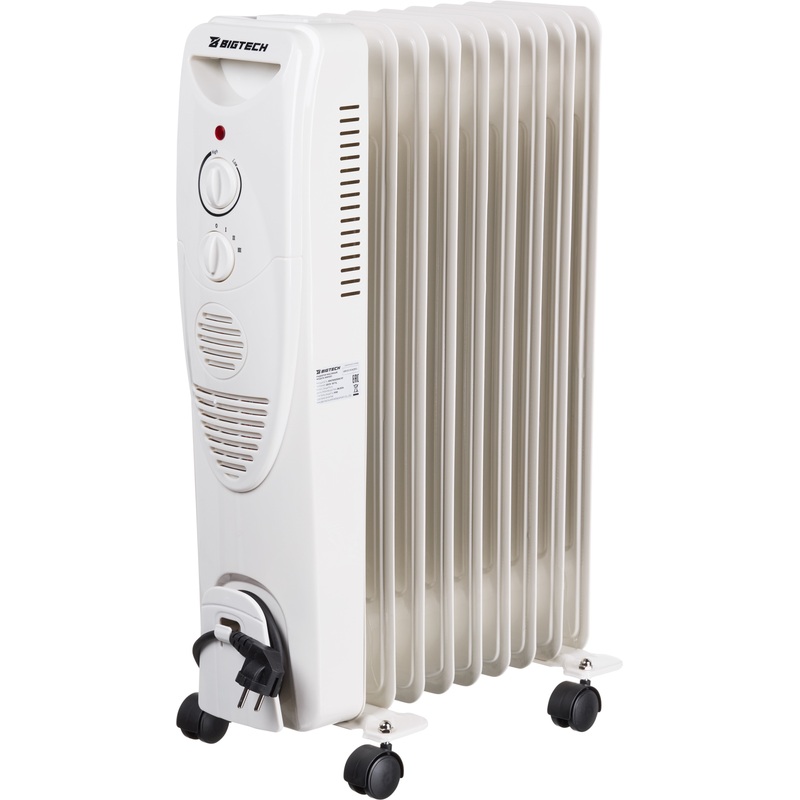 Изображение товара Радиатор масляный BigTech WBH001 2000W 9 секций белый Изображение товара Радиатор масляный BigTech WBH001 2000W 9 секций белый