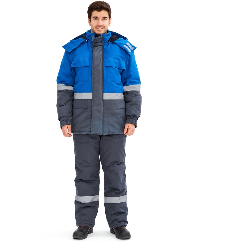 Изображение товара Костюм рабочий зимний мужской з09-КПК серый/синий размер 56-58