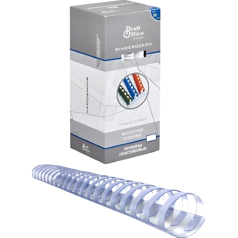 Изображение товара Пластиковые пружины ProfiOffice 51 мм прозрачные для переплета