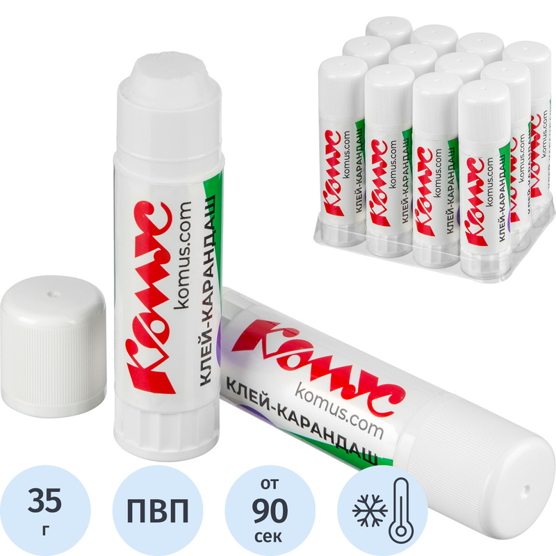 Изображение товара Клей-карандаш Комус 35 г для бумаги картона и фотобумаги