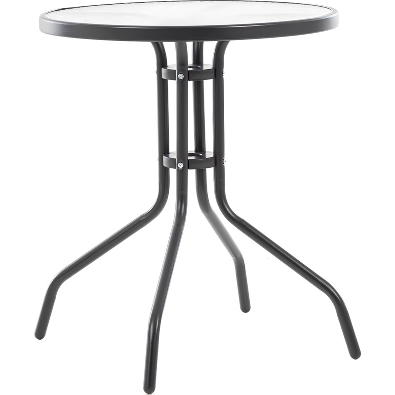 Изображение товара Стол садовый 600х600х700 мм из стекла и стали для улицы