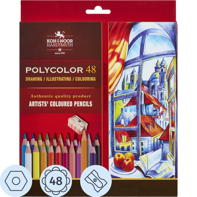 Изображение товара Цветные карандаши Koh-I-Noor Polycolor 48 цветов профессиональные Изображение товара Цветные карандаши Koh-I-Noor Polycolor 48 цветов профессиональные