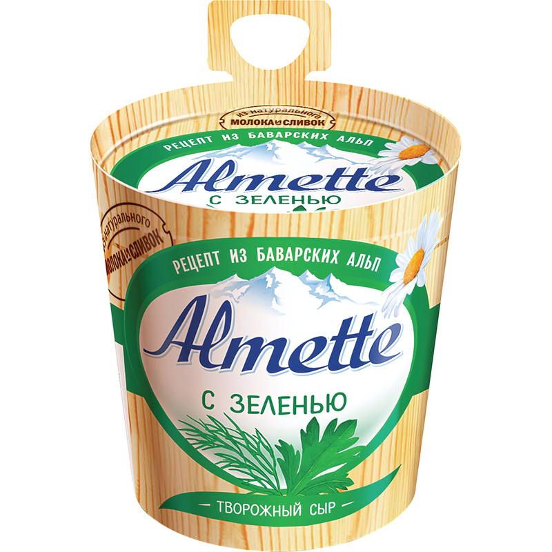 Изображение товара Сыр творожный Almette с зеленью 150 г - натуральный вкус и свежесть