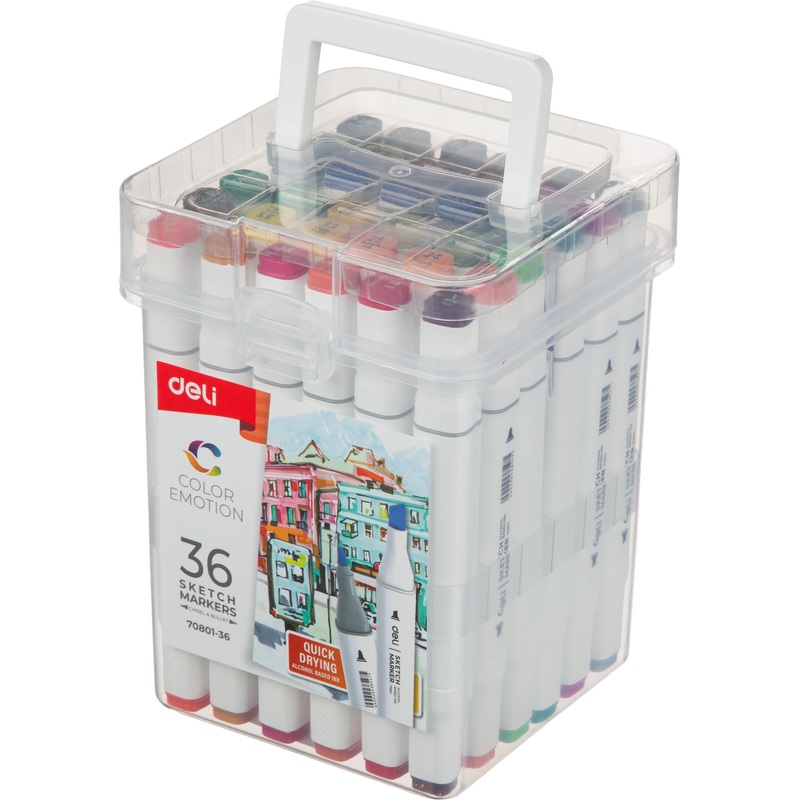 Изображение товара НАБОР МАРКЕРОВ ДЛЯ СКЕТЧИНГА Deli E70801-36 36 ЦВЕТОВ ДВУХСТОРОННИЙ
