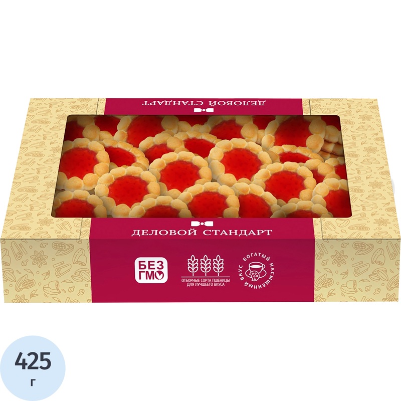 Изображение товара Печенье сдобное Деловой Стандарт с вишневым мармеладом 425 г