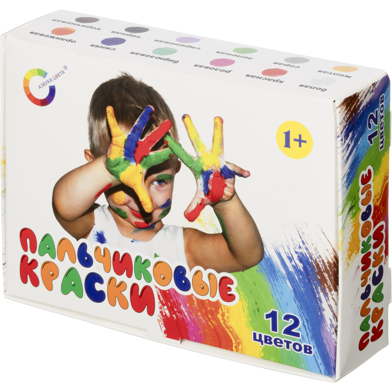 Изображение товара Краски пальчиковые Азбука цветов набор из 12 цветов по 20 мл