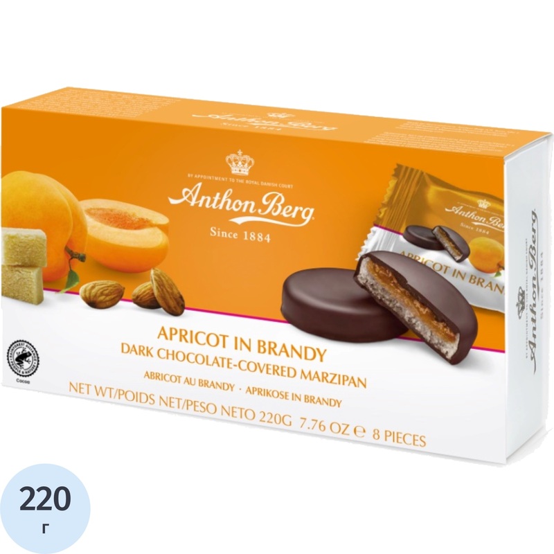 Изображение товара Конфеты шоколадные Anthon Berg абрикос в бренди 220 г