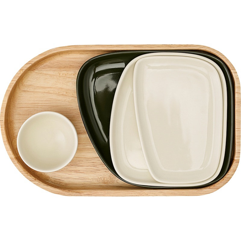 Изображение товара Набор тарелок на деревянном подносе Liberty Jones Sorrento 5 предметов