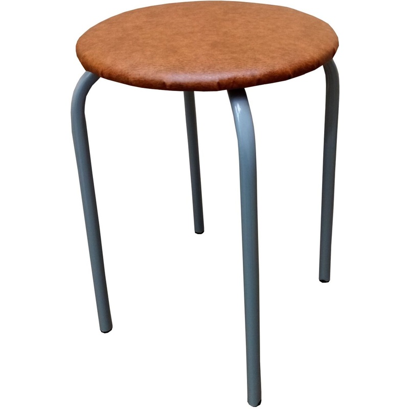 Изображение товара Табурет Strong коричневый из искусственной кожи с металлическими ножками