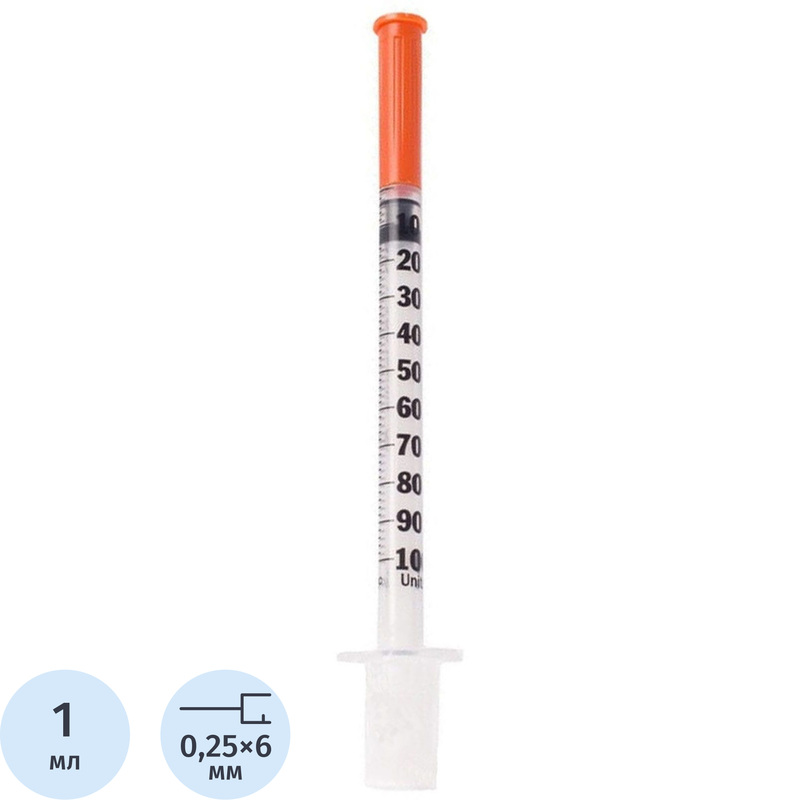 Изображение товара Шприц инсулиновый BD Micro-fine plus 1 мл U-100 31G 0.25х6 мм (100 шт упаковка)