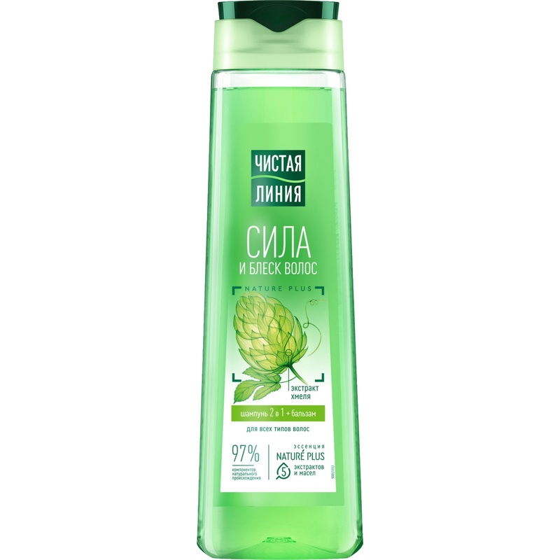 Изображение товара Шампунь Чистая линия 2 в 1 Хмель и репейное масло 400 мл