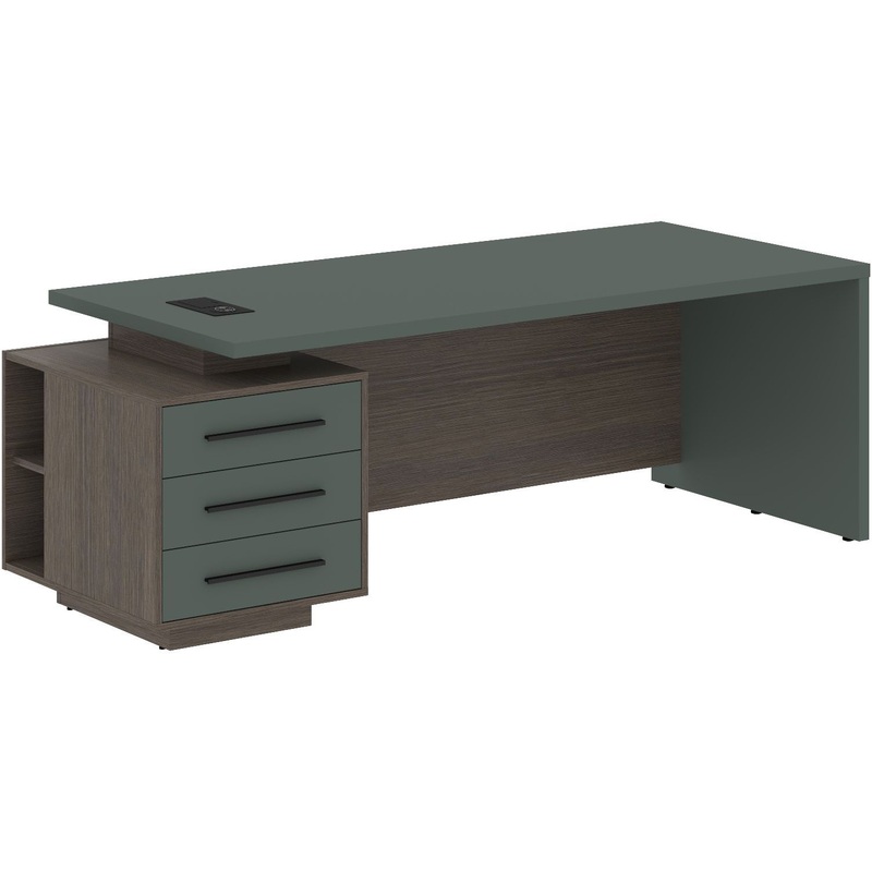 Изображение товара Стол руководителя с тумбой Нефрит/Дуб Сильвер 2200x900x750 мм