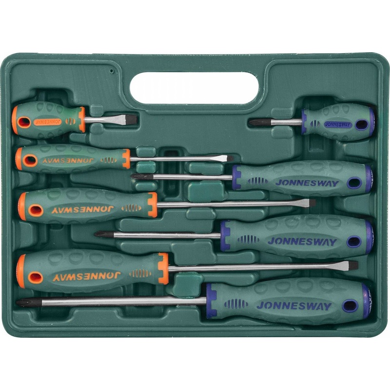 Изображение товара Набор отверток Jonnesway ANTI-SLIP GRIP 8 штук кейс D71PP08S