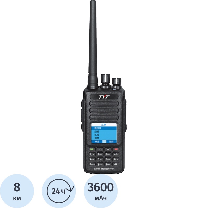 Изображение товара Радиостанция TYT MD-UV390 черная портативная с цифровым и аналоговым режимом и дисплеем