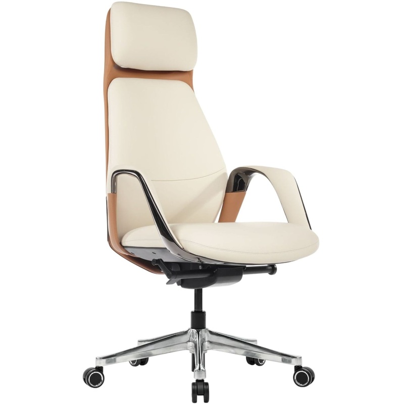 Изображение товара Кресло для руководителя RV Design Napoli бежевое натуральная кожа алюминий