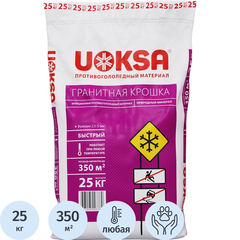 Изображение товара Реагент противогололёдный Uoksa Гранитная крошка 25 кг механический абразив