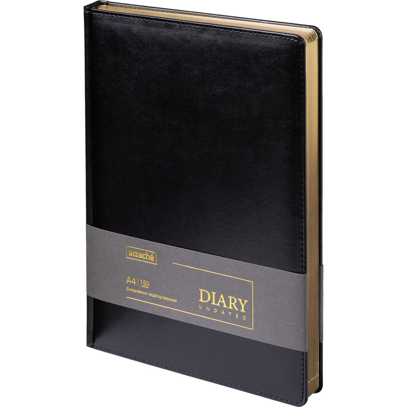 Изображение товара Ежедневник недатированный Attache Gold А4 160 листов искусственная кожа черный