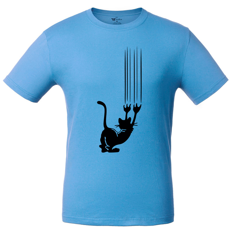 Изображение товара Голубая хлопковая футболка классического кроя короткий рукав размер L