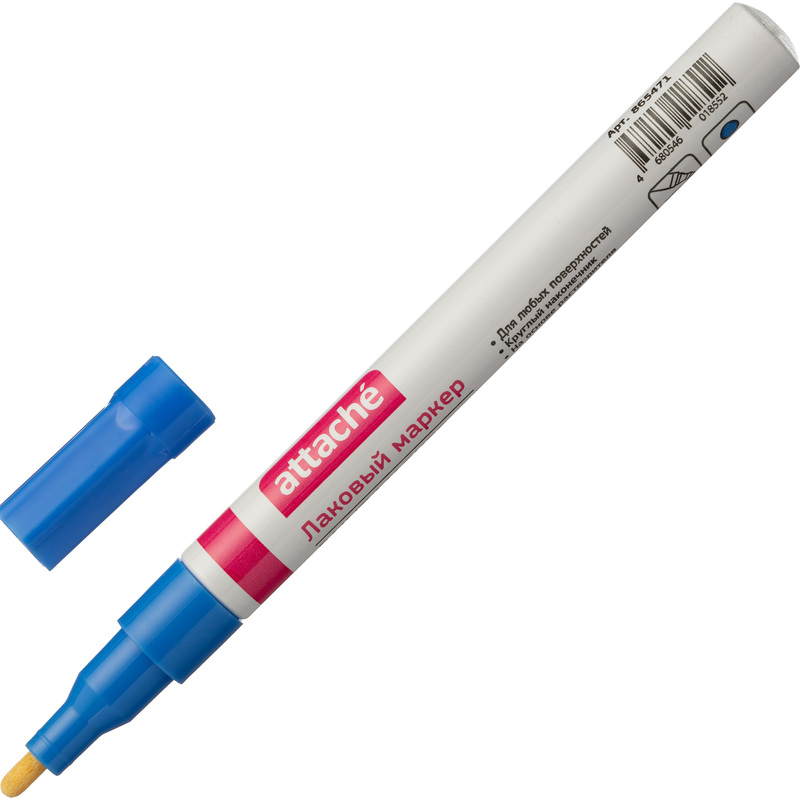 Изображение товара Промышленный лаковый маркер Attache синий 1-2 мм для металла дерева и стекла