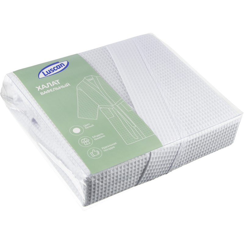 Изображение товара Халат вафельный Luscan Кимоно размера XXL белый