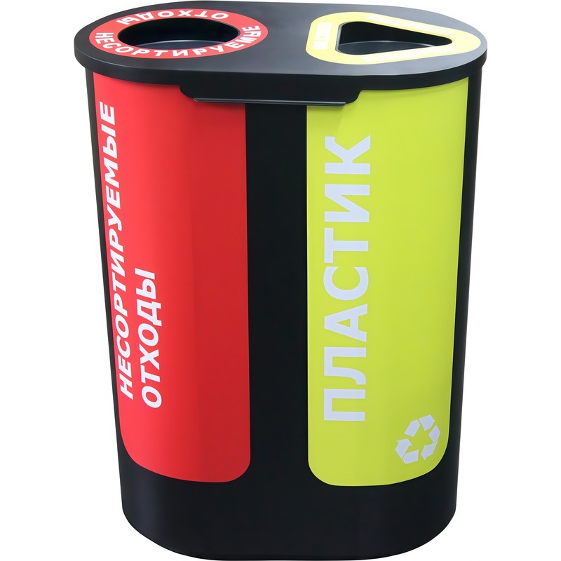 Изображение товара Урна для раздельного сбора мусора Акцент 2х48 л сталь чёрная размеры 38x64x87 см