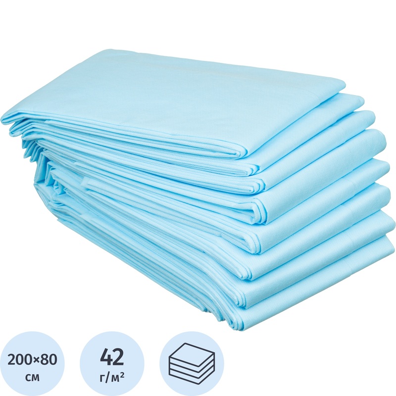 Изображение товара Одноразовая медицинская простыня Гекса нестерильная 200x80 см голубая упаковка 10 шт