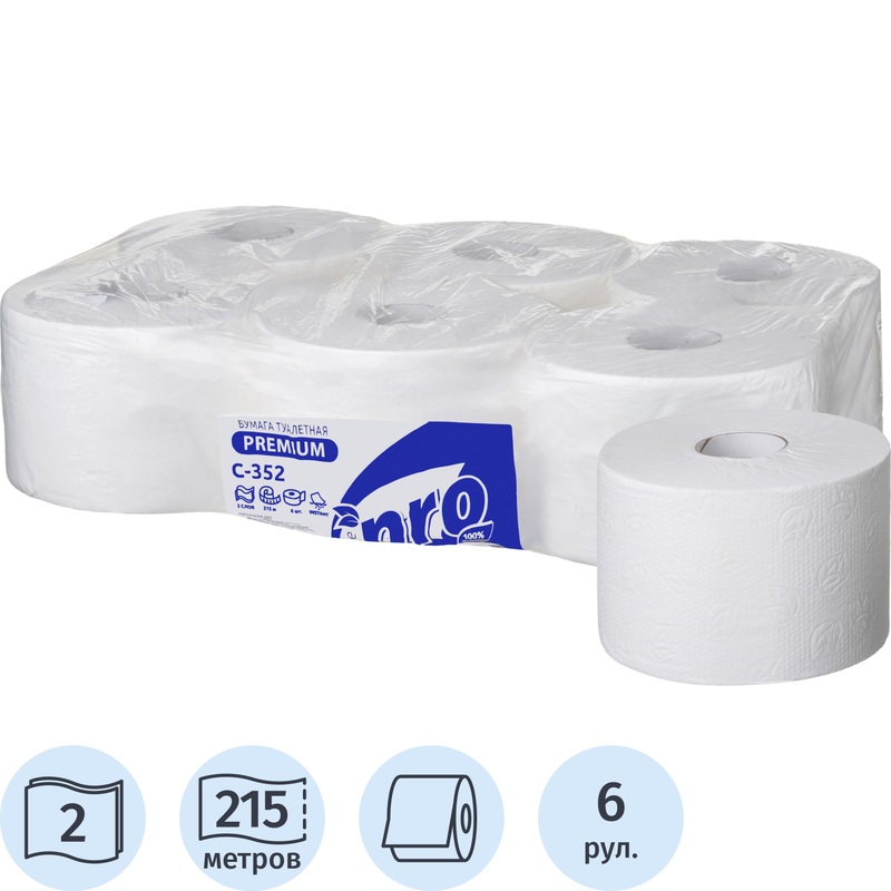 Изображение товара Уценка туалетная бумага Protissue T8 2-слойная 6 рулонов 215 метров